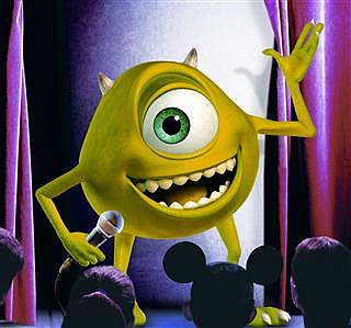 Mike Wazowski with mic